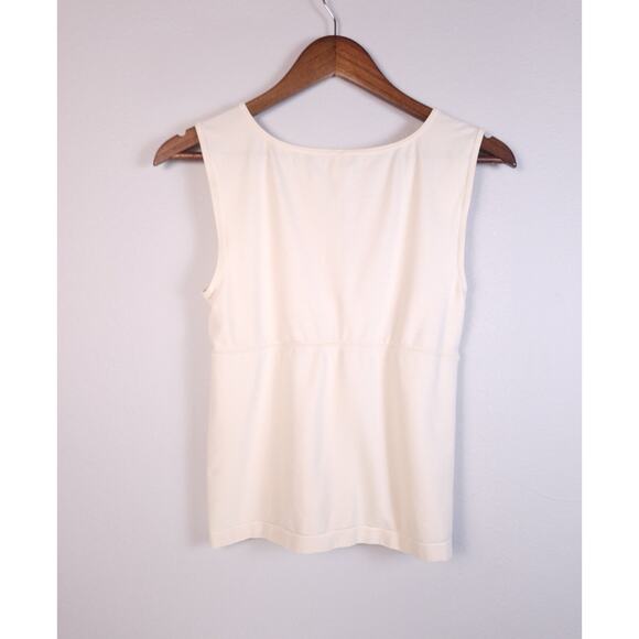 Wolford Tank Top Light Ivory Medium Basic Wrap Bust Slim Sleeveless Stretch - Picture 3 of 12